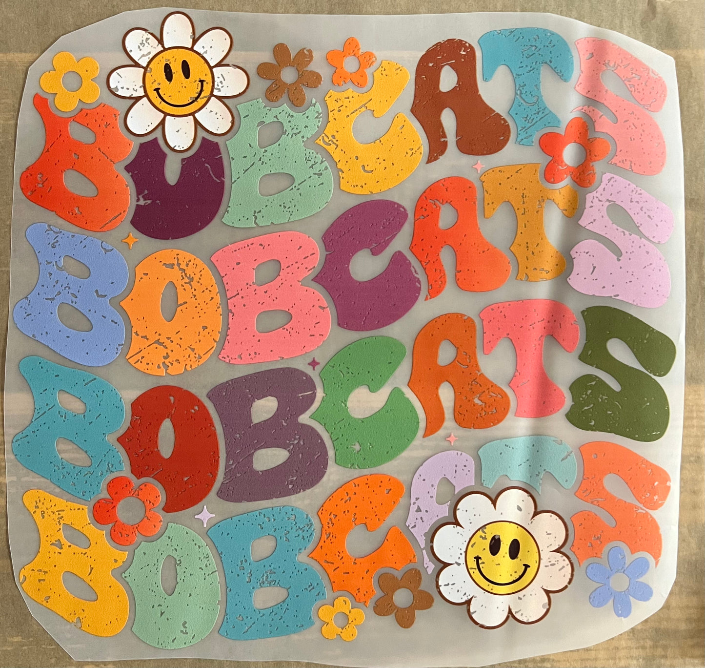 Sports-Bobcats smiley flower 8”-DTF RTS