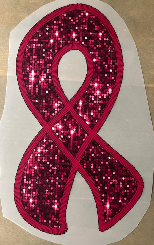 Awareness-Pink ribbon faux glitter 11”-DTF RTS