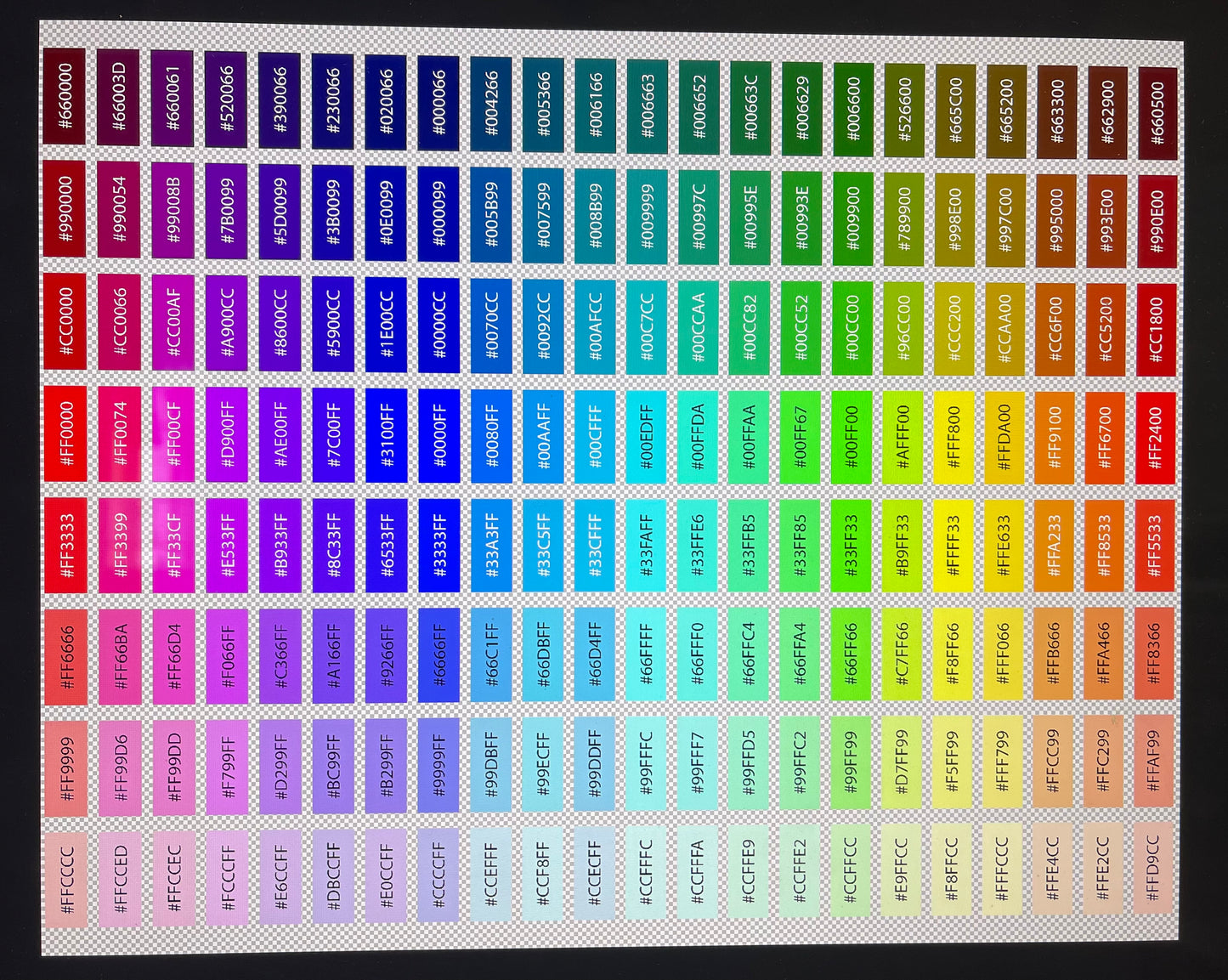 Color chart- All colors