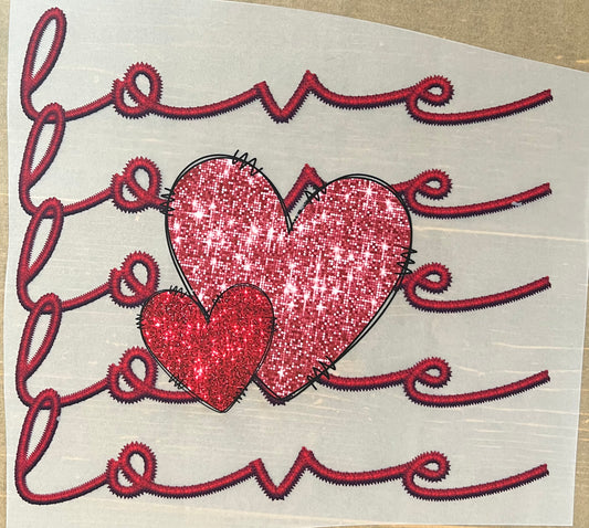 Valentines-love x4 with hearts 10”-DTF RTS