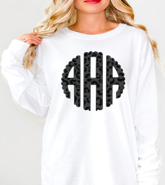 Black Leopard Monogram  -DTF