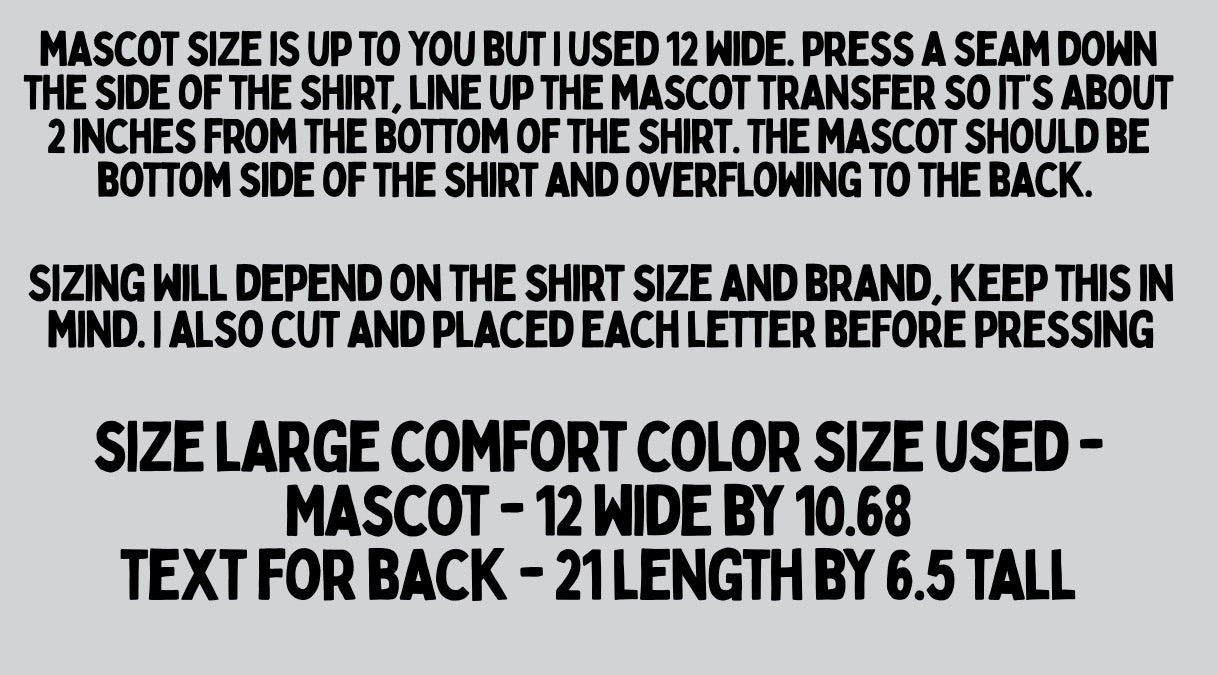 Front & Back Oversized Custom Mascot -DTF