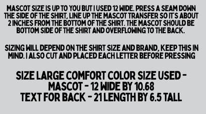 Front & Back Oversized Custom Mascot -DTF