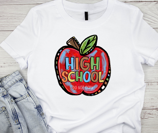 Funky Painted Apple Blue High School-DTF