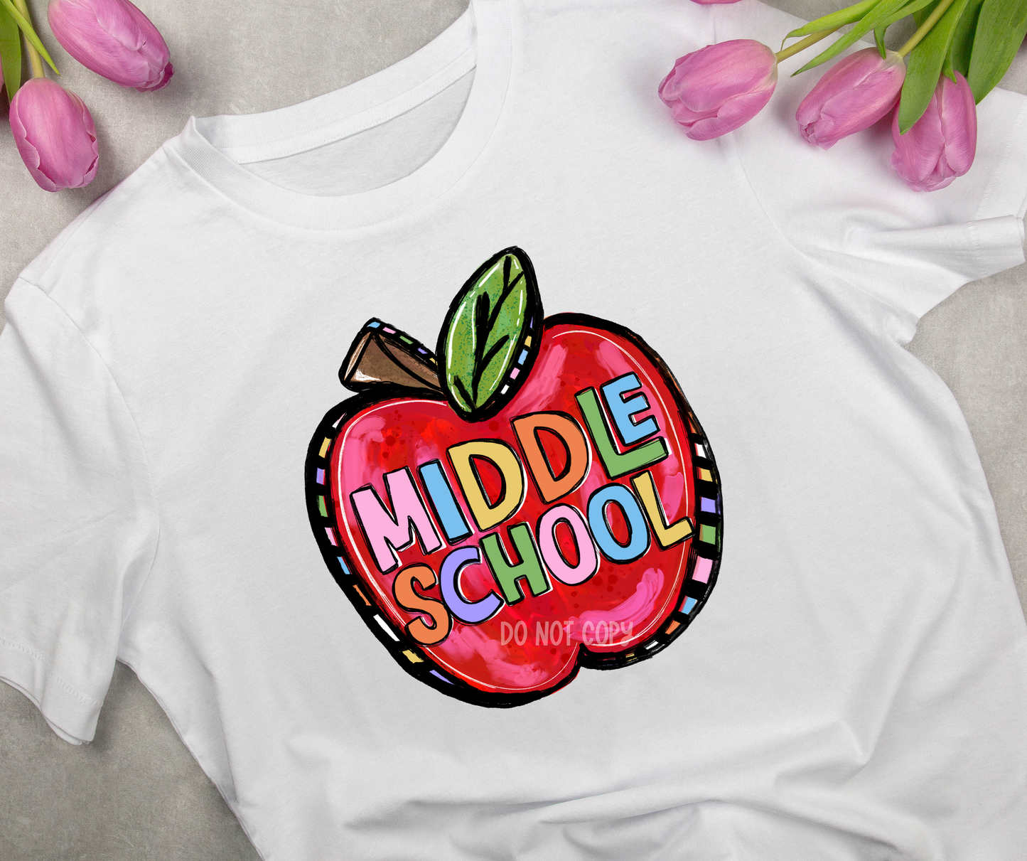 Funky Painted Apple Pink Middle School-DTF