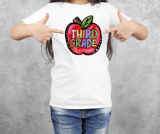 Funky Painted Apple Pink Third Grade-DTF