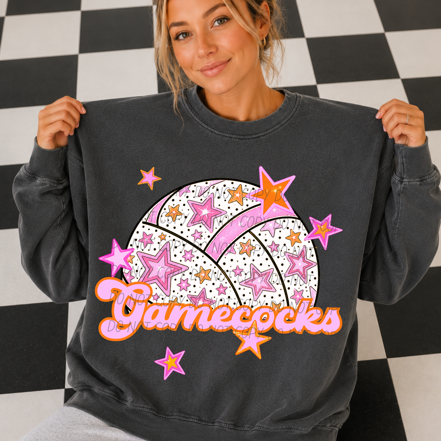 Volleyball Pink Orange Stars Mascot (Dropdown)- DTF&UV