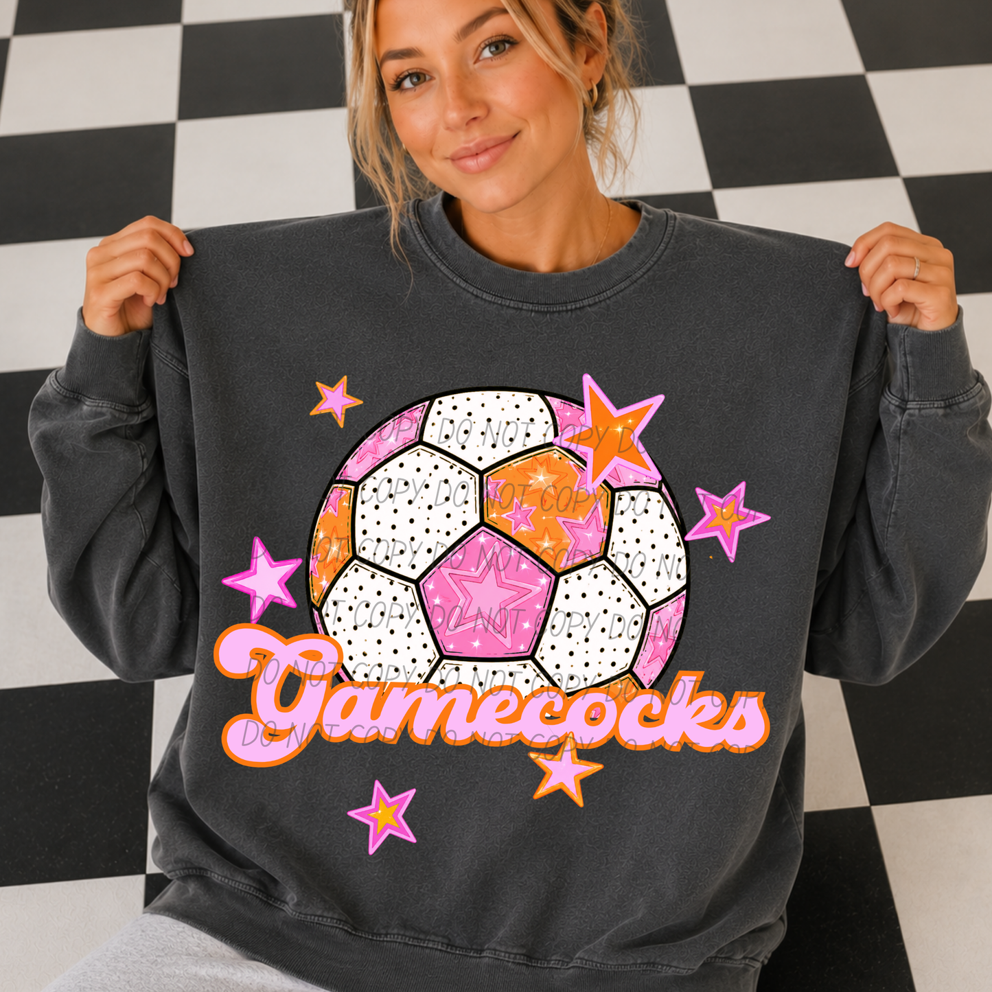 Soccer Pink Orange Stars Mascot (Dropdown)- DTF&UV