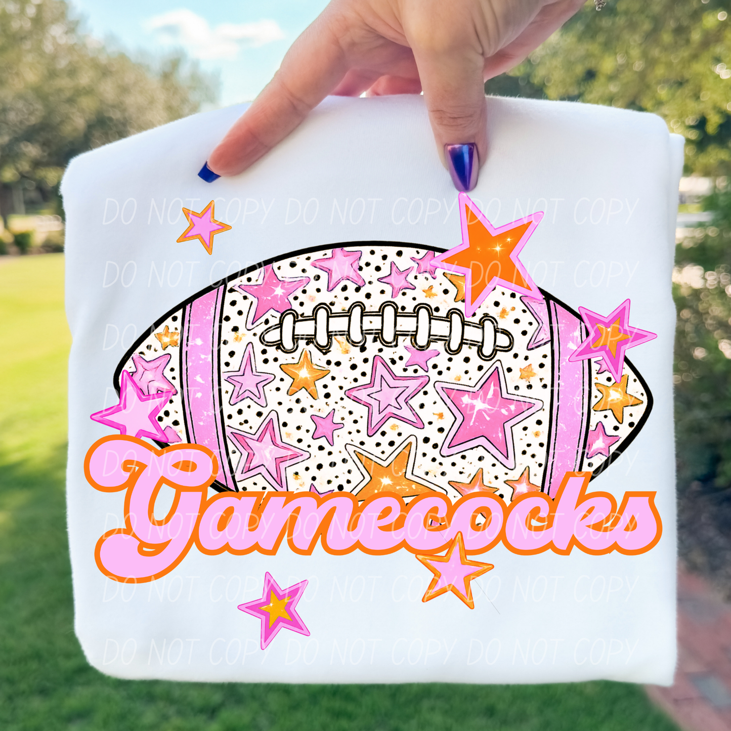 Football Pink Orange Stars Mascot (Dropdown)- DTF&UV