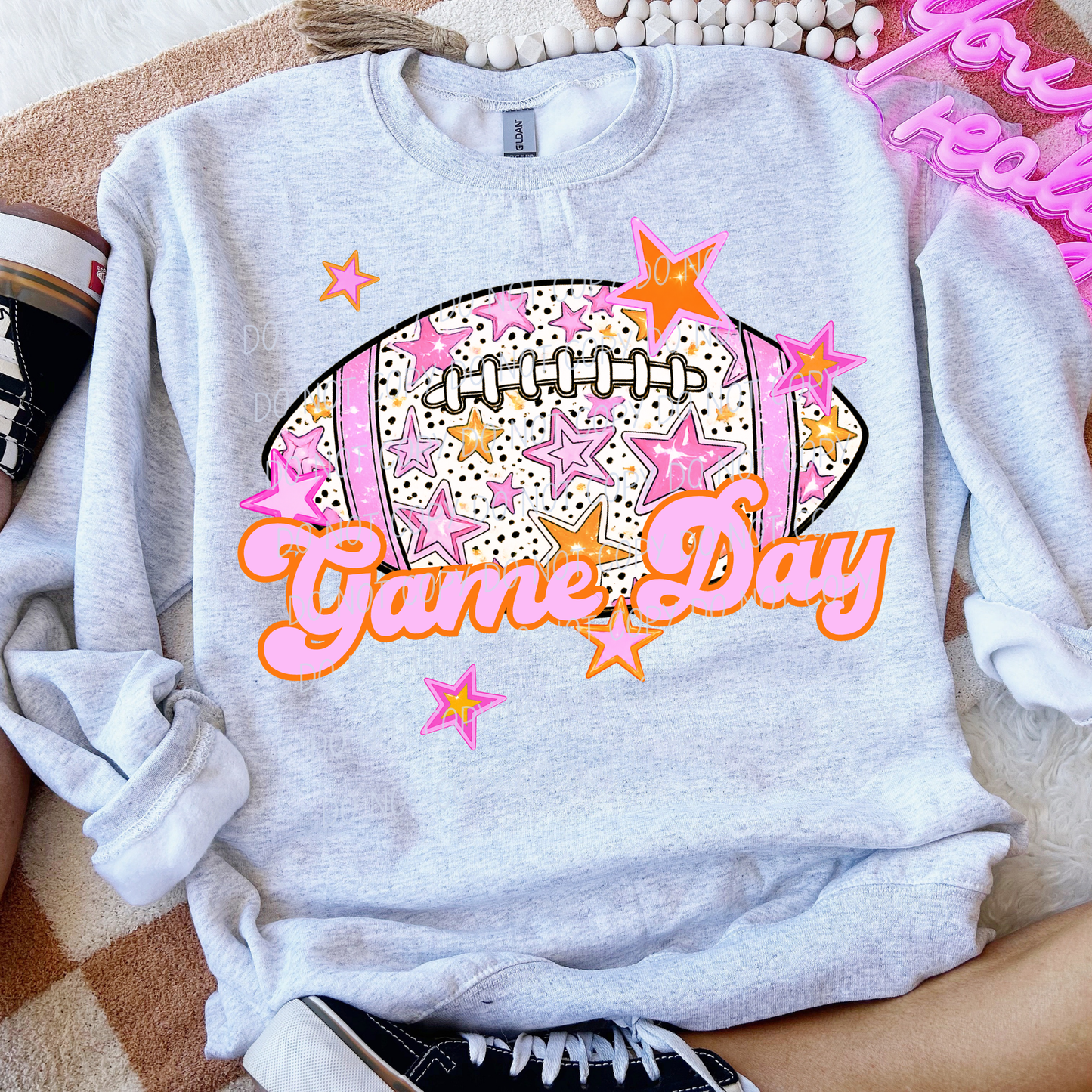 Football Pink Orange Stars Mascot (Dropdown)- DTF&UV