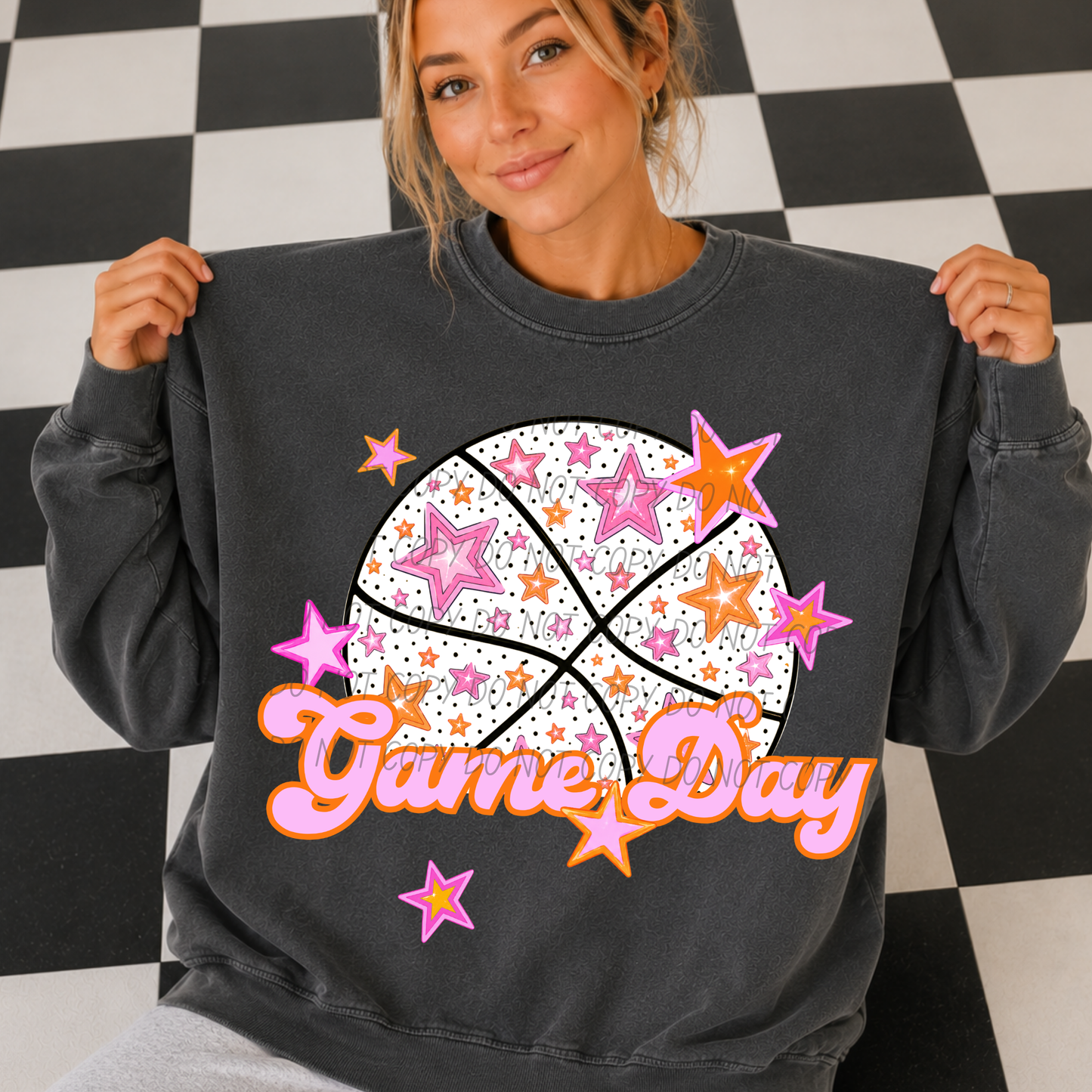 Basketball Pink Orange Stars Mascot (Dropdown)- DTF&UV