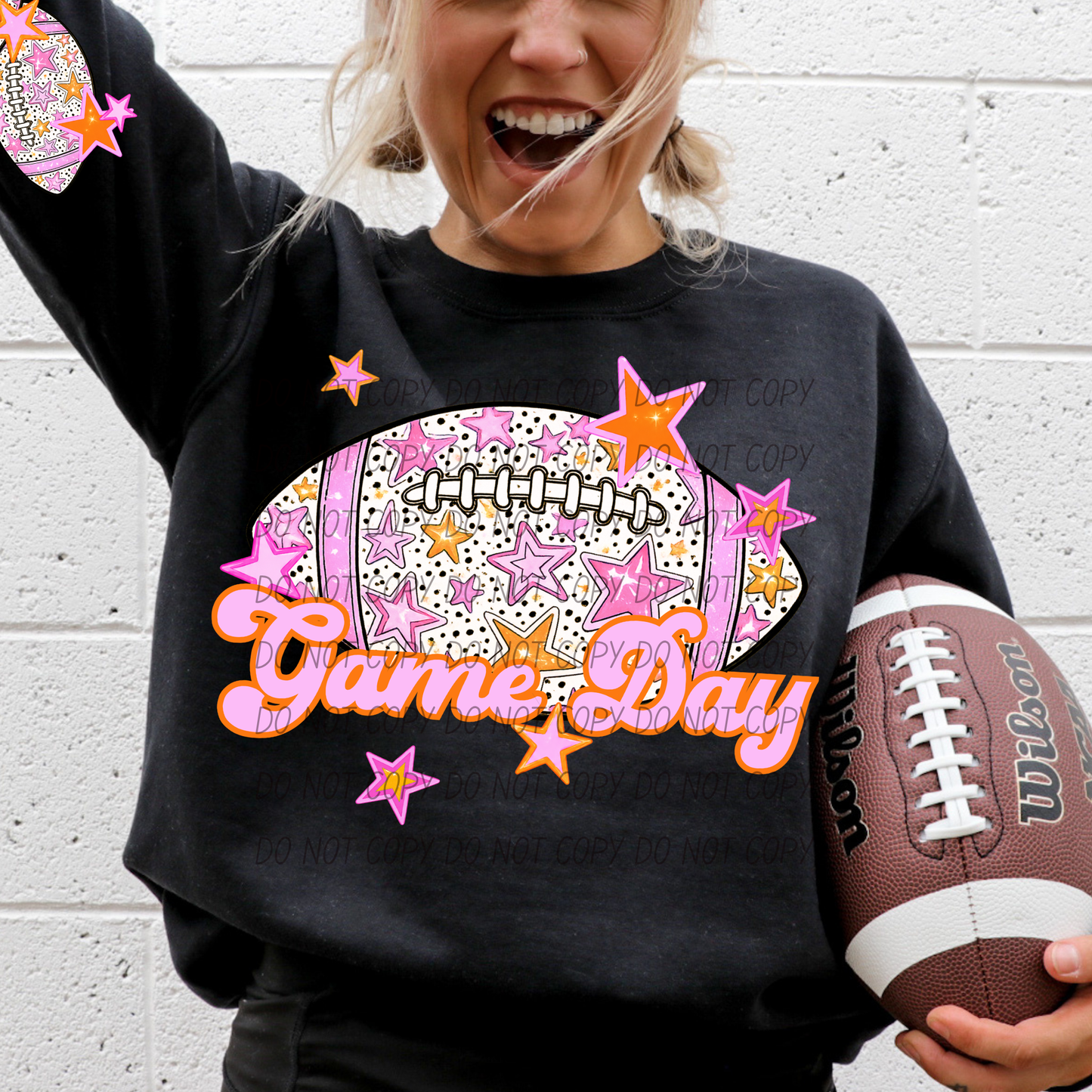 Football Pink Orange Stars Mascot (Dropdown)- DTF&UV
