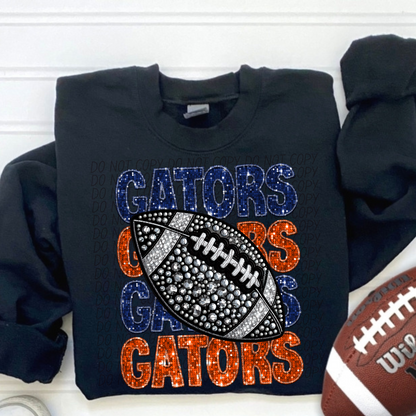 Football Stacked Mascots faux sequin (ALL MASCOTS LISTED IN THIS LISTING-DROPDOWN)-DTF