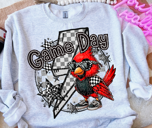 Game day Cardinals with check sleeve-DTF