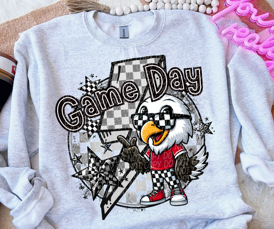 Game day Eagles black white checkered-DTF