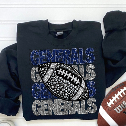 Football Stacked Mascots faux sequin (ALL MASCOTS LISTED IN THIS LISTING-DROPDOWN)-DTF