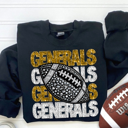 Football Stacked Mascots faux sequin (ALL MASCOTS LISTED IN THIS LISTING-DROPDOWN)-DTF