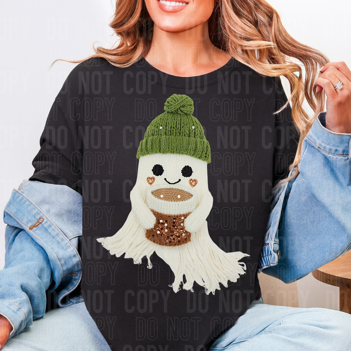 GHOST COFFEE GREEN HAT FAUX YARN- DTF&UV