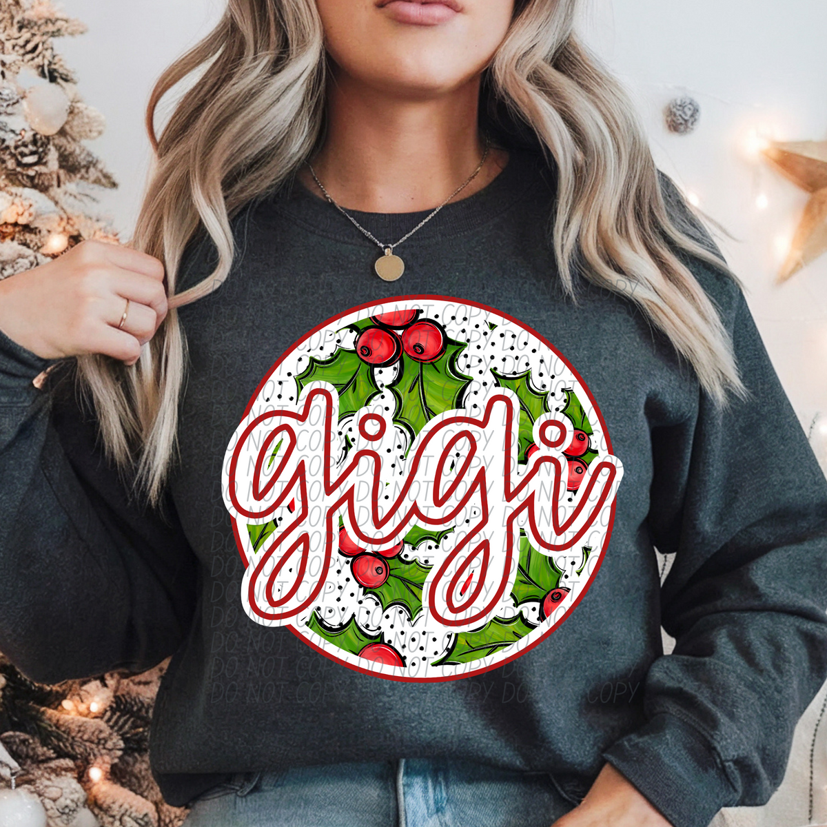 Holly Name Circle (DROPDOWN)-DTF&UV