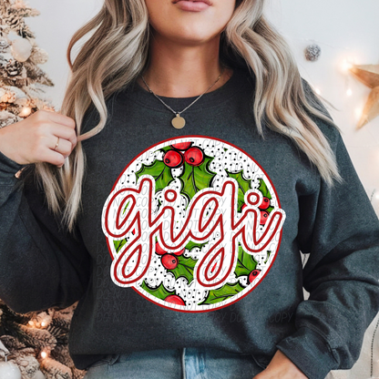 Holly Name Circle (DROPDOWN)-DTF&UV
