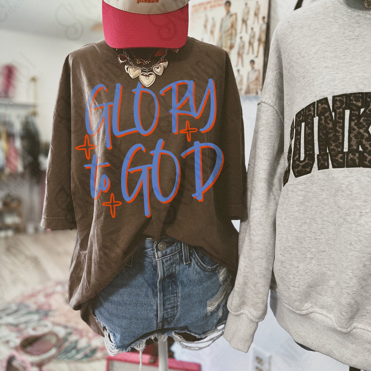 GLORY to GOD blue red -DTF&UV