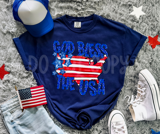 GOD BLESS THE USA leopard heart-DTF&UV