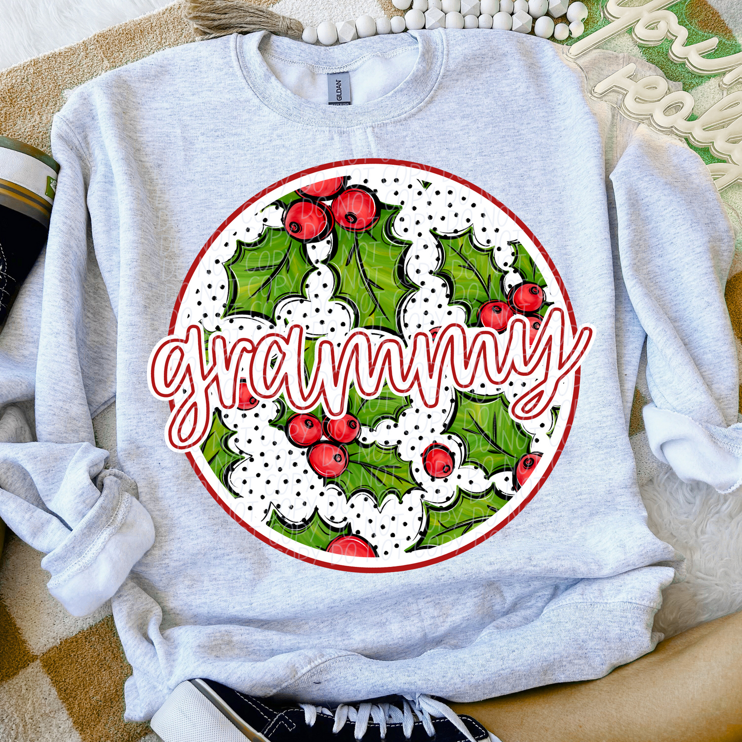 Holly Name Circle (DROPDOWN)-DTF&UV