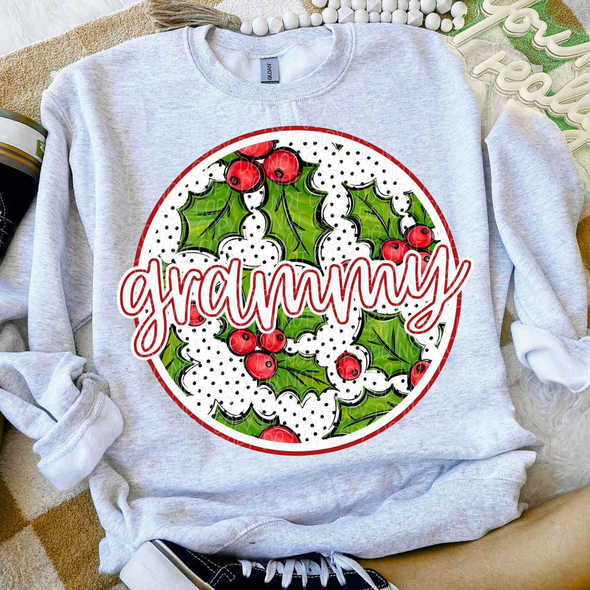 Holly Name Circle (DROPDOWN)-DTF&UV