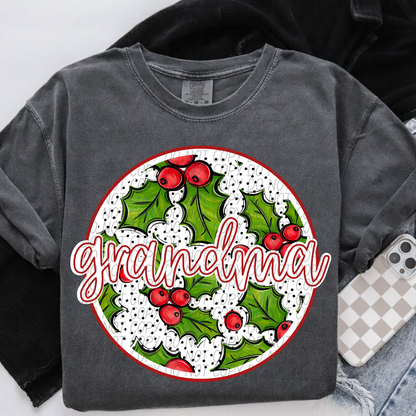 Holly Name Circle (DROPDOWN)-DTF&UV