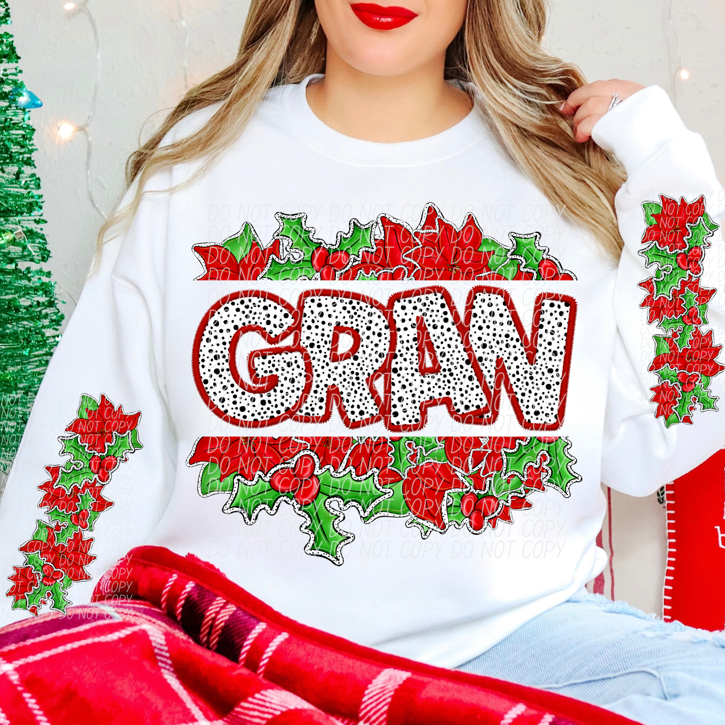 Split Holly Names & ONE Sleeve (dropdown)-DTF&UV