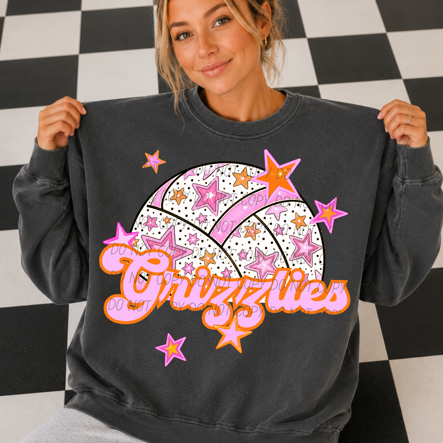 Volleyball Pink Orange Stars Mascot (Dropdown)- DTF&UV