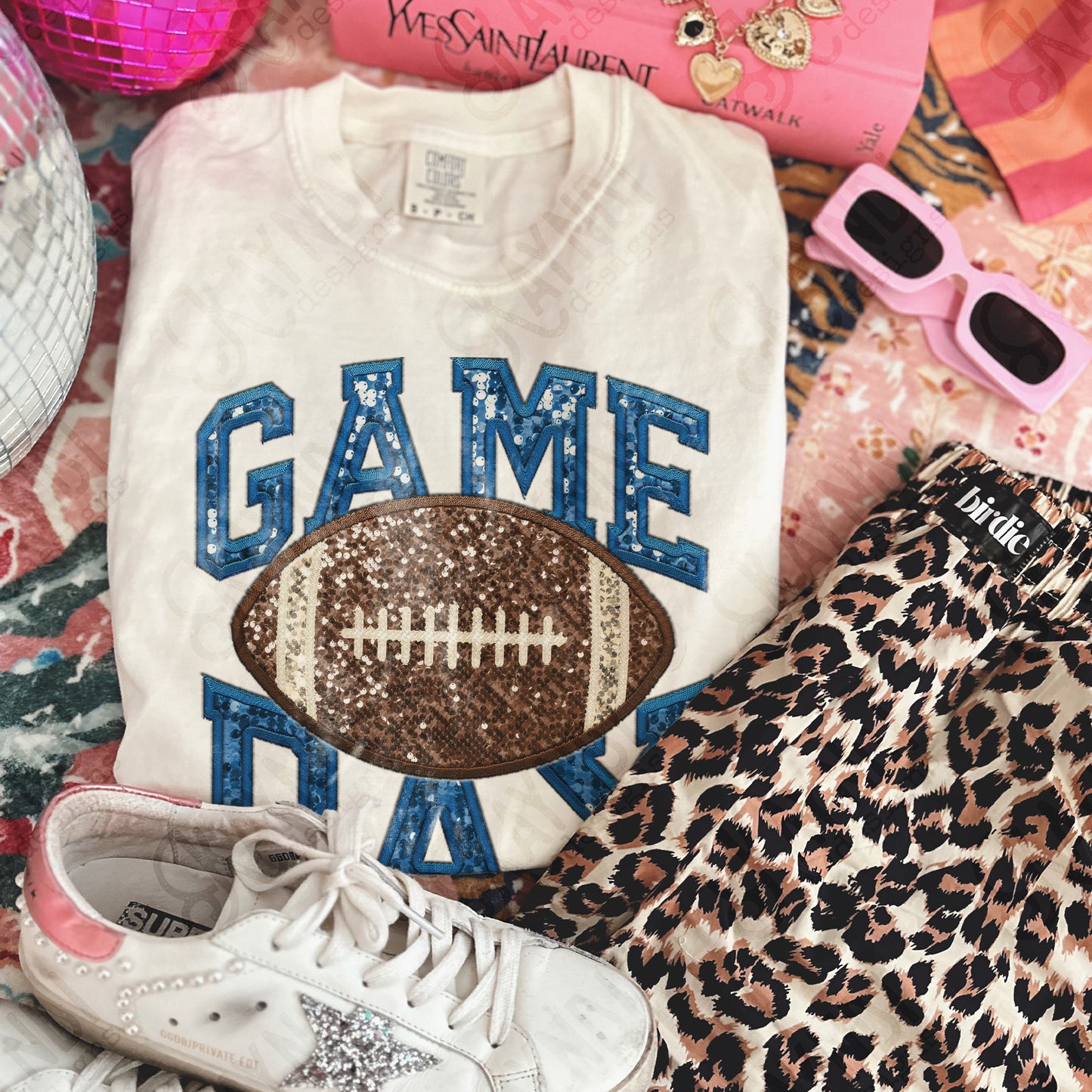 Game Day Football Sequins (Color Dropdown)-DTF&UV
