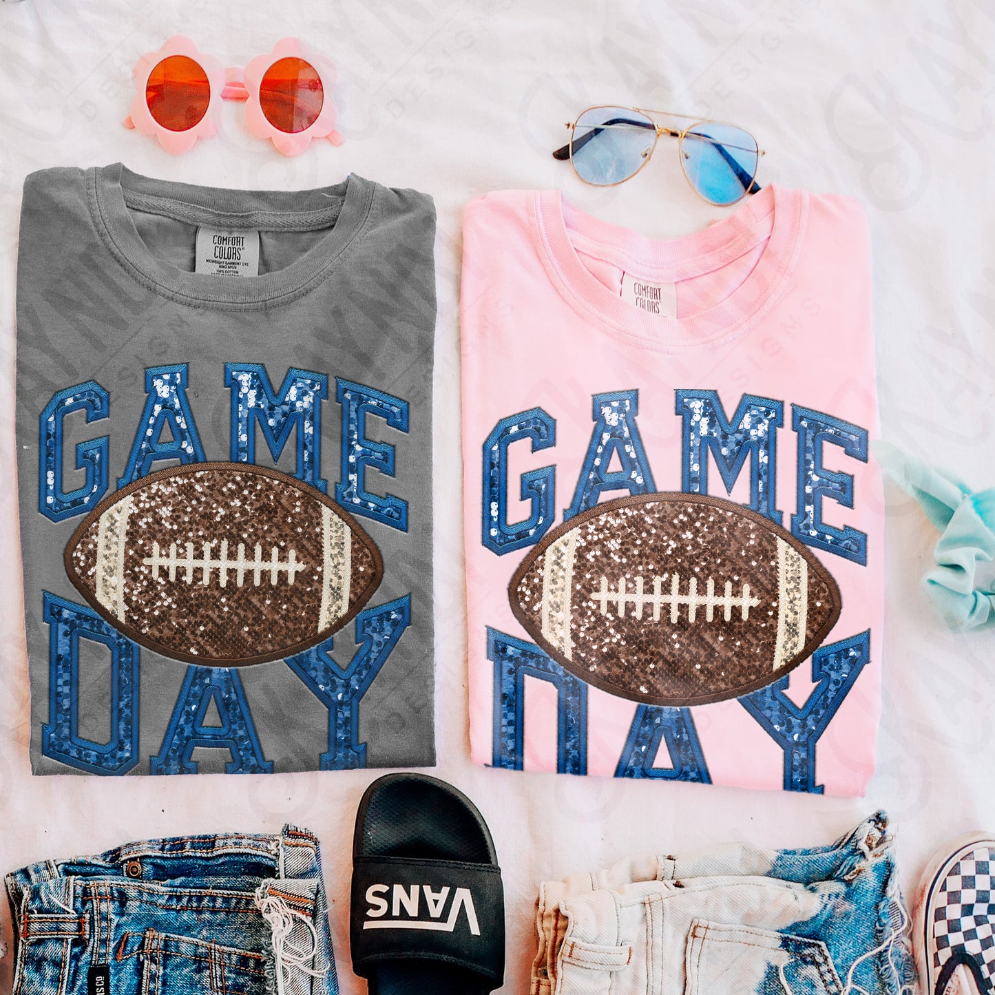 Game Day Football Sequins (Color Dropdown)-DTF&UV