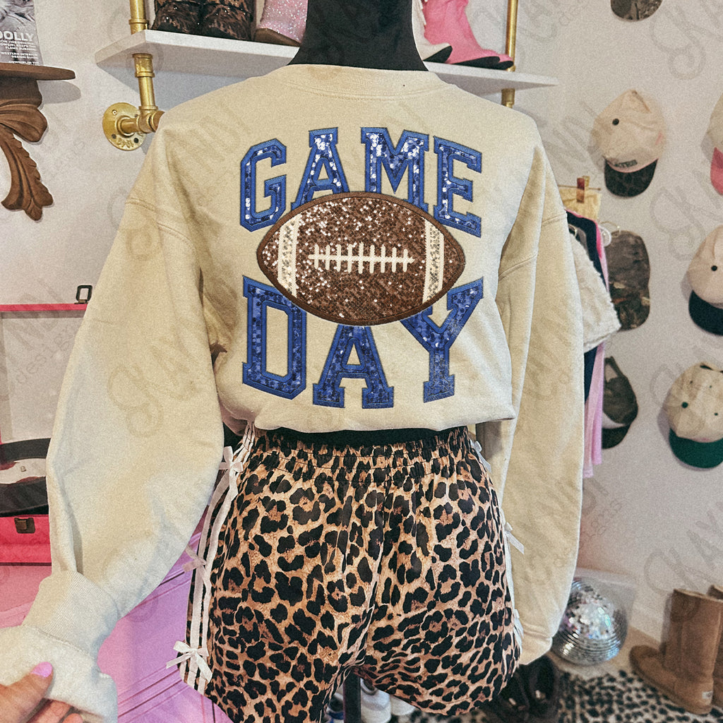 Game Day Football faux sequin embroidery (Color Dropdown)-DTF&UV