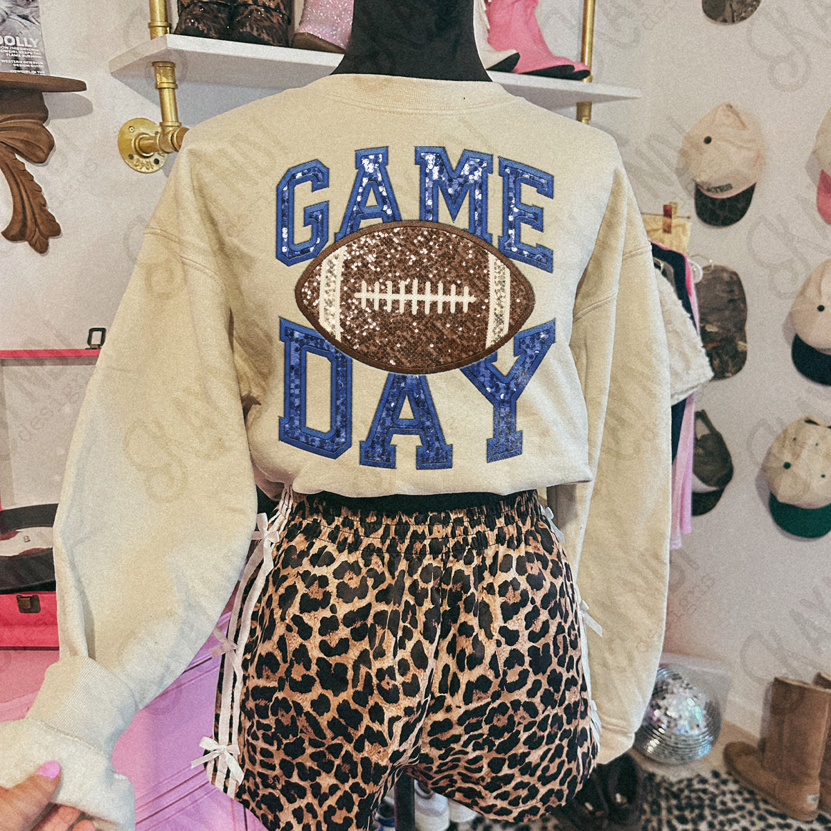 Game Day Football faux sequin embroidery (Color Dropdown)-DTF&UV