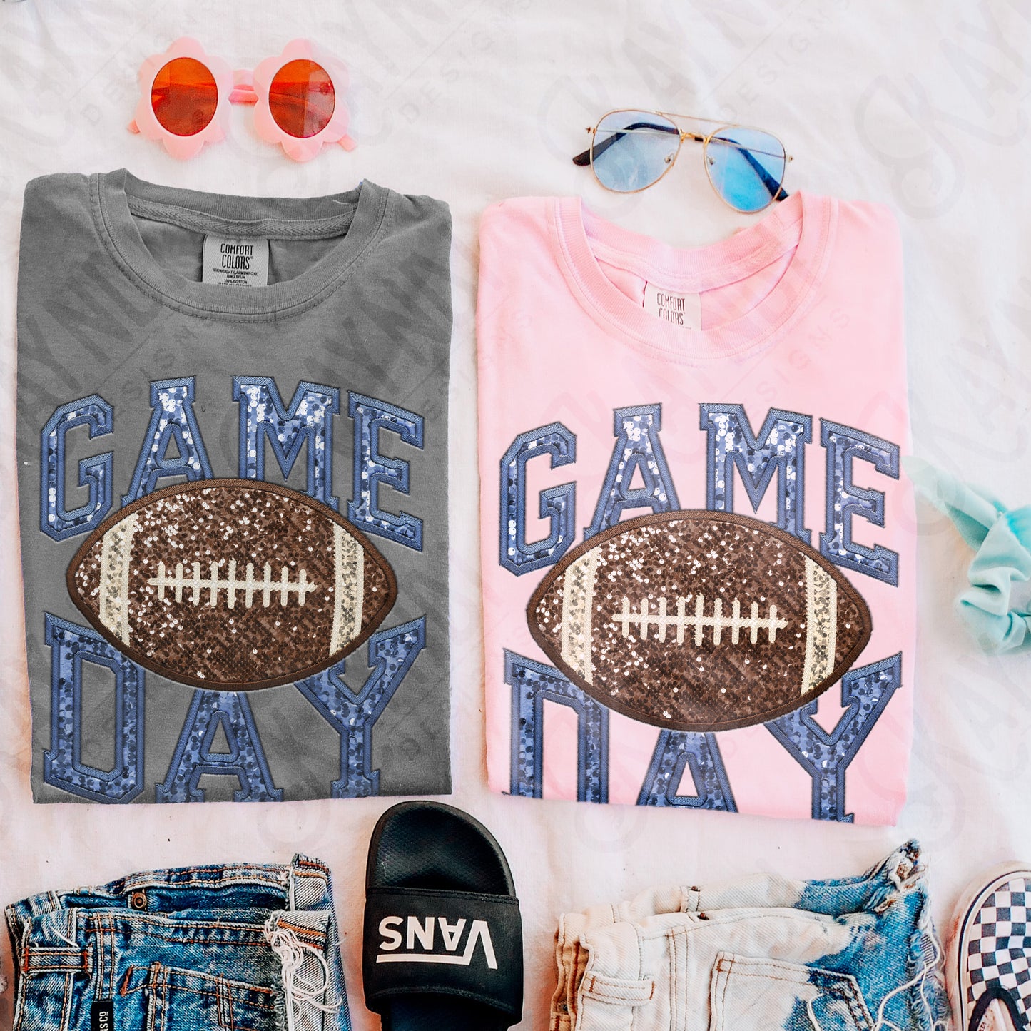 Game Day Football Sequins (Color Dropdown)-DTF&UV