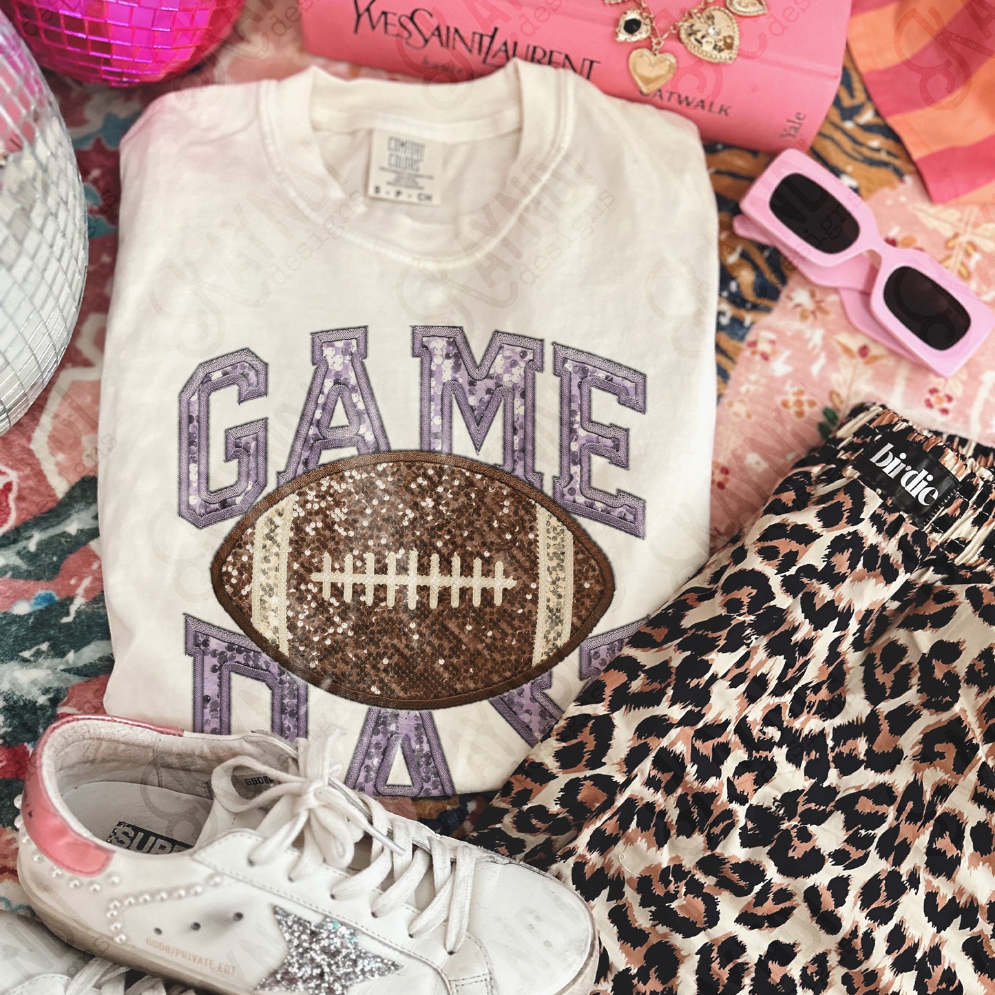 Game Day Football Sequins (Color Dropdown)-DTF&UV