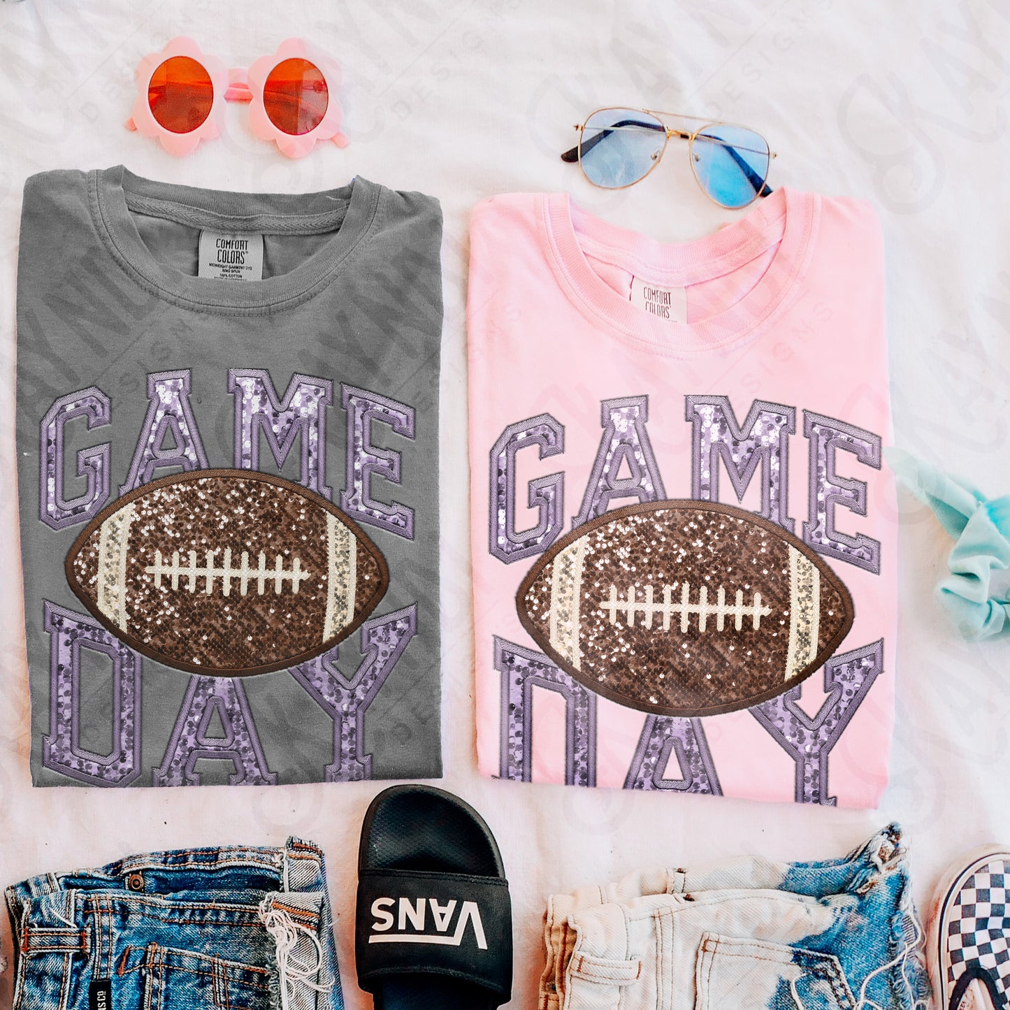 Game Day Football Sequins (Color Dropdown)-DTF&UV