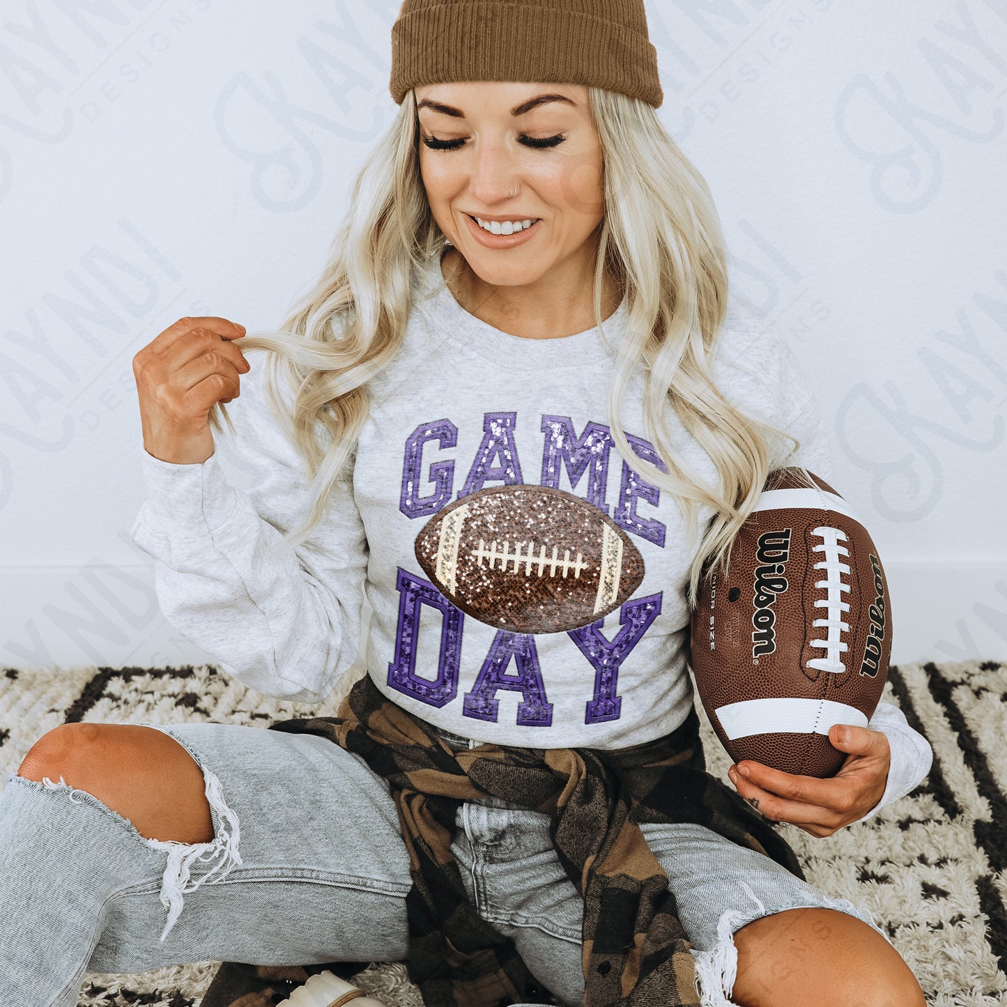 Game Day Football Sequins (Color Dropdown)-DTF&UV