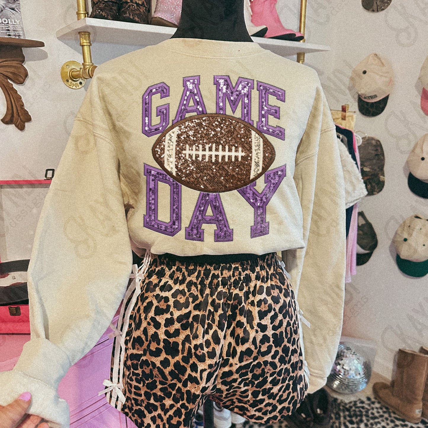 Game Day Football Sequins (Color Dropdown)-DTF&UV