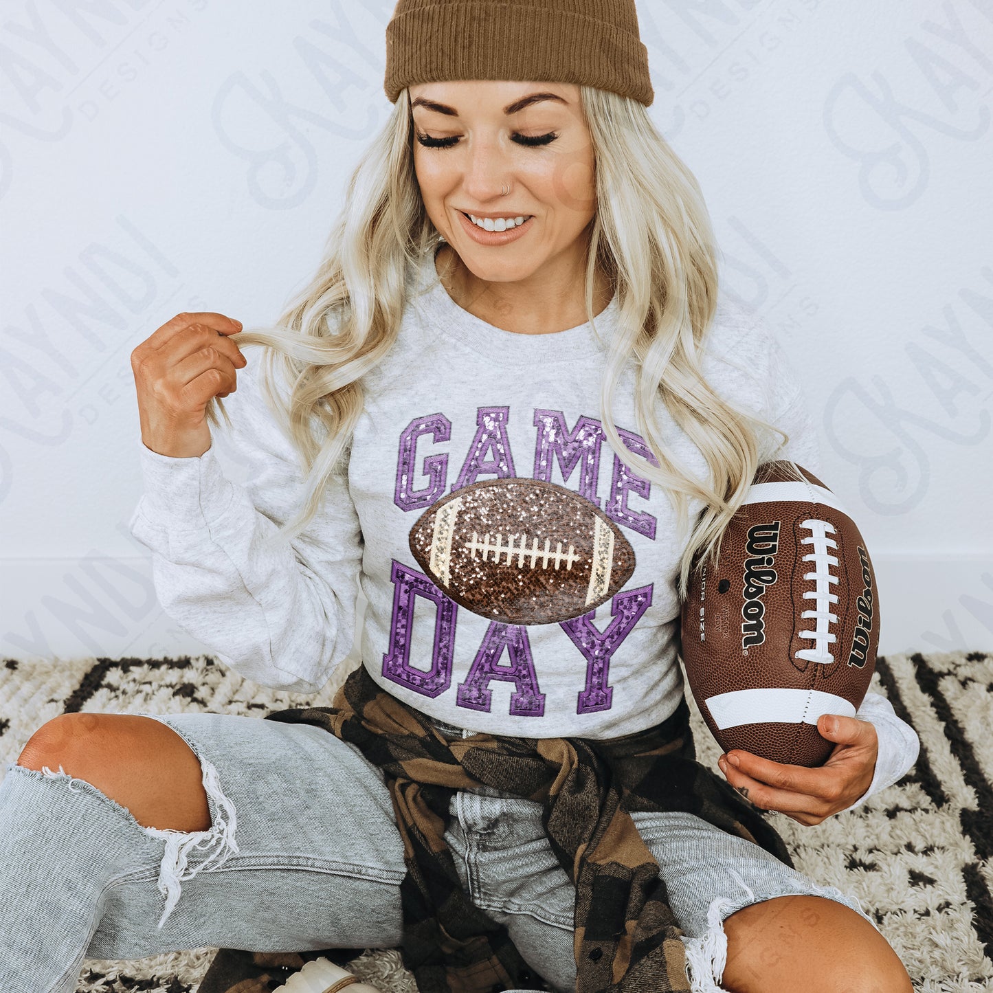 Game Day Football Sequins (Color Dropdown)-DTF&UV