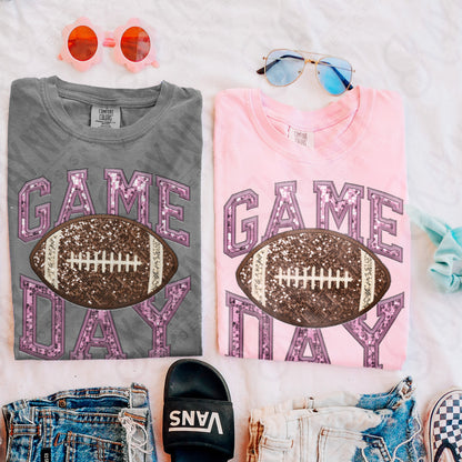 Game Day Football Sequins (Color Dropdown)-DTF&UV