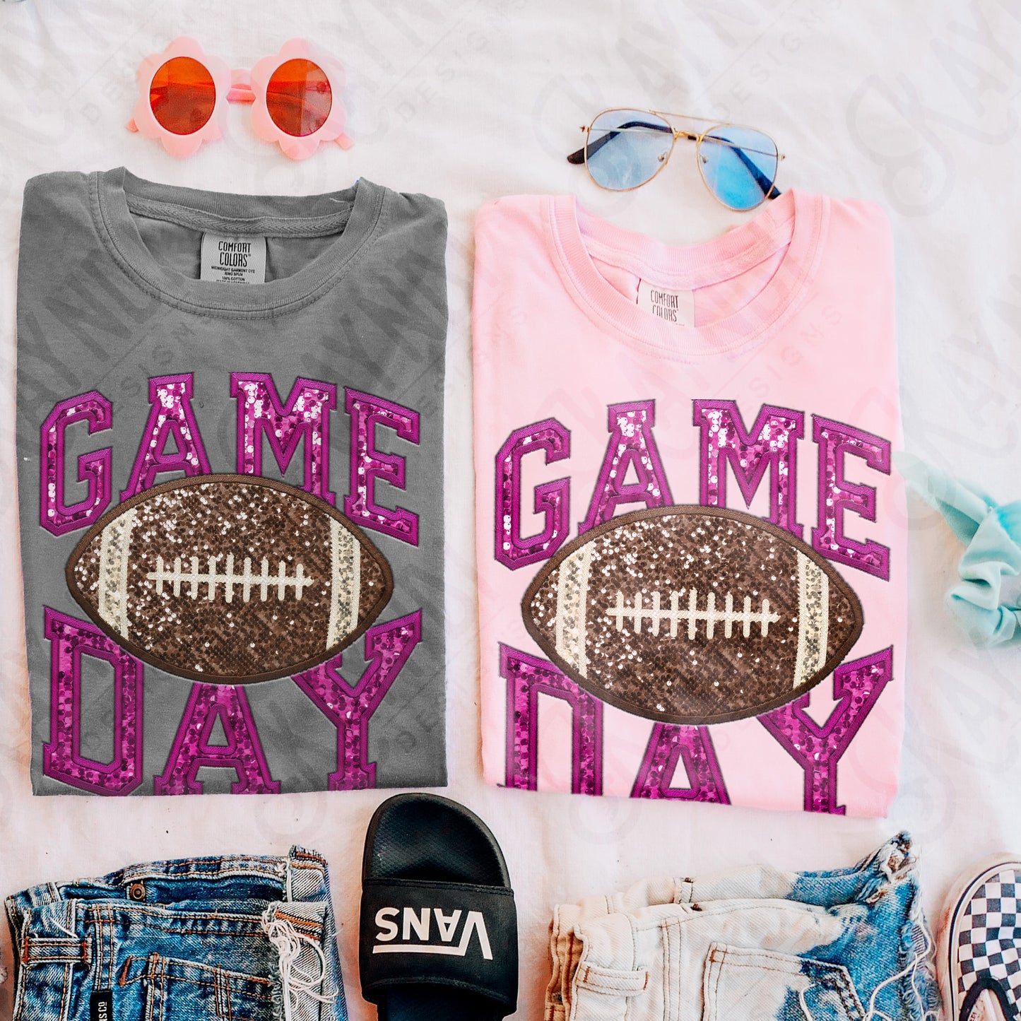 Game Day Football Sequins (Color Dropdown)-DTF&UV