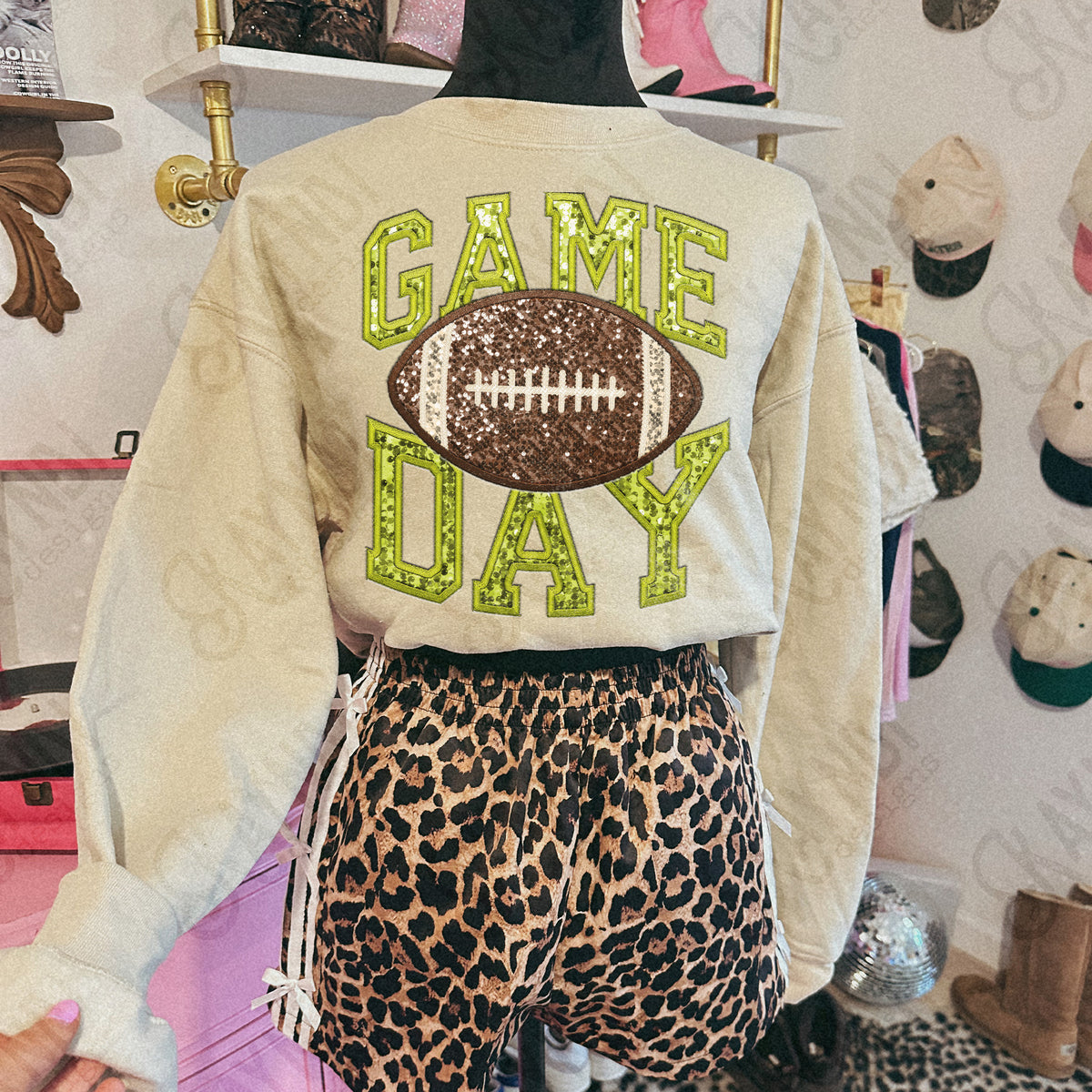 Game Day Football faux sequin embroidery (Color Dropdown)-DTF&UV
