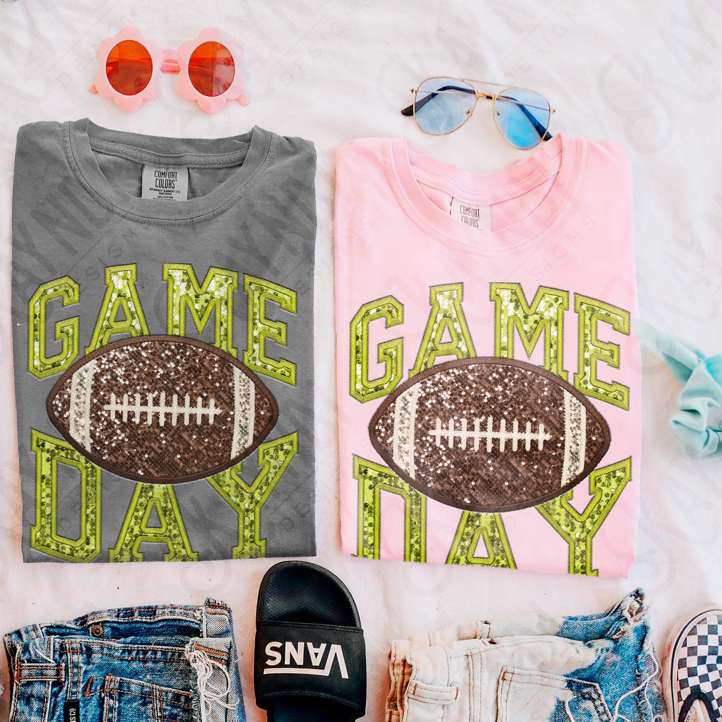 Game Day Football Sequins (Color Dropdown)-DTF&UV