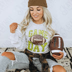 Game Day Football faux sequin embroidery (Color Dropdown)-DTF&UV