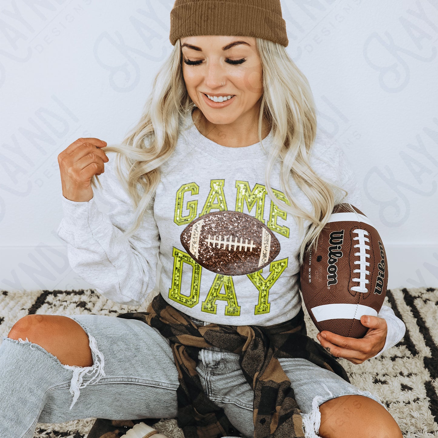 Game Day Football Sequins (Color Dropdown)-DTF&UV