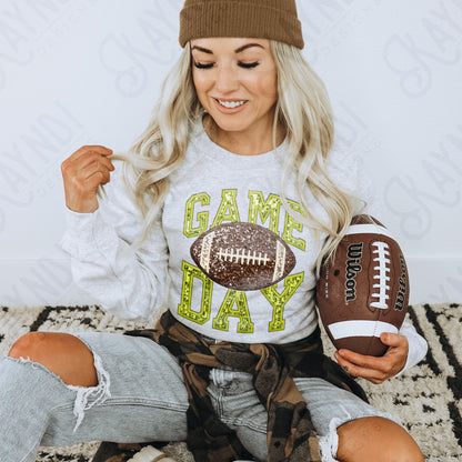 Game Day Football Sequins (Color Dropdown)-DTF&UV