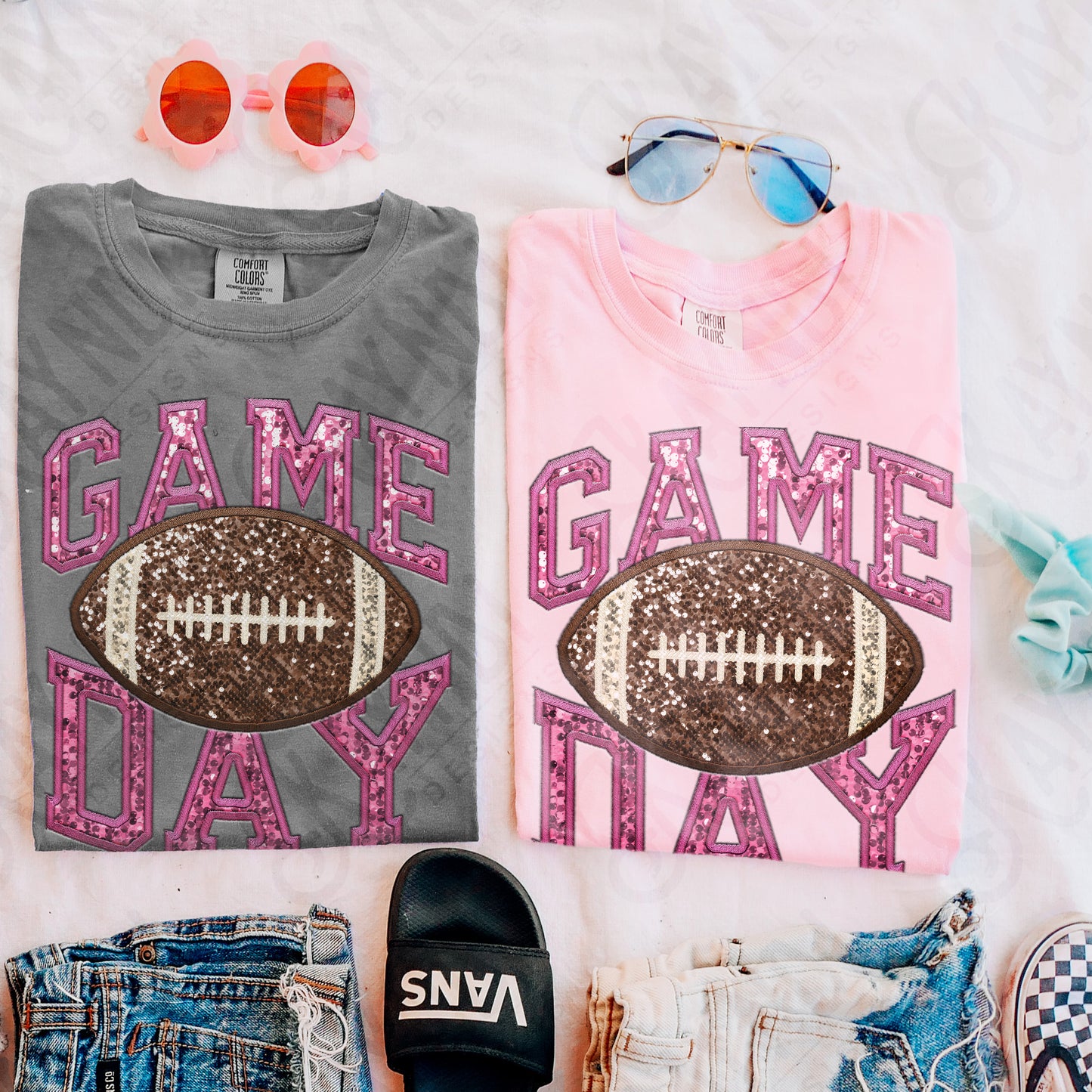 Game Day Football Sequins (Color Dropdown)-DTF&UV
