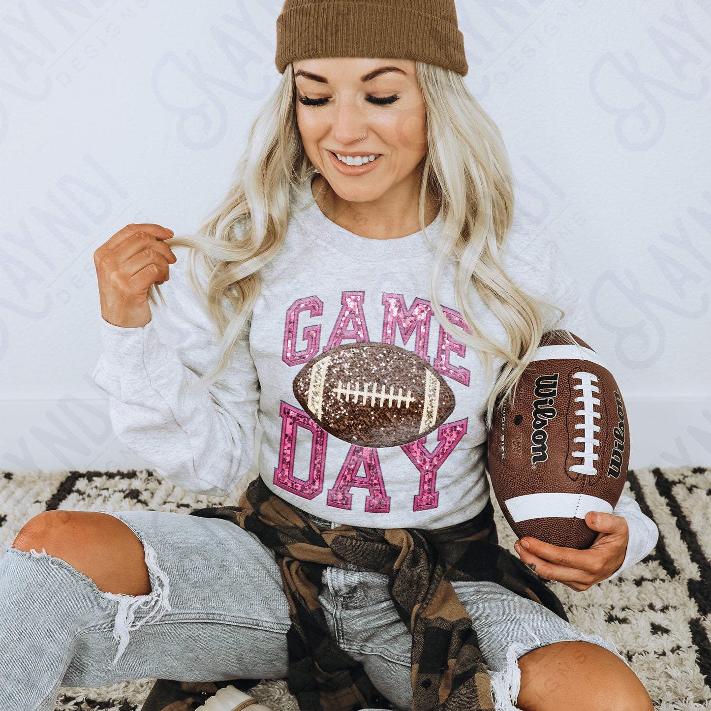 Game Day Football Sequins (Color Dropdown)-DTF&UV